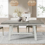 Rectangular white wood dining table - LuxenHome