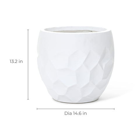 Hansen geometric indoor/outdoor planter, white