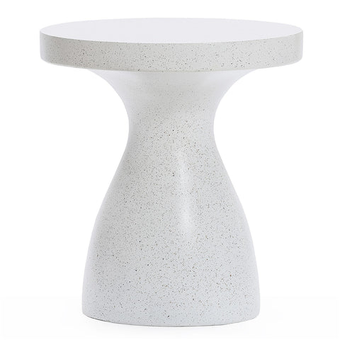 White and Speckled Gray MgO 20" Round Outdoor Side Table
