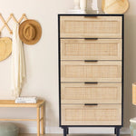 Azhar-black-five-drawer-rattan-chest