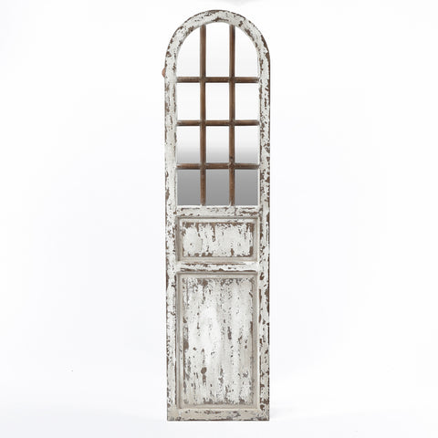 Distressed White Wood Farmhouse Door Leaning Floor and Wall Mirror
