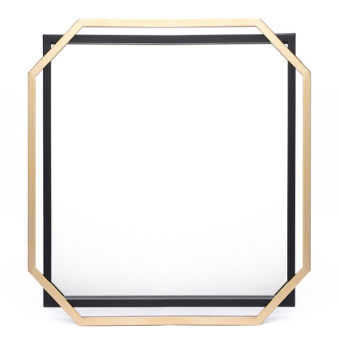 Gold and Black Metal Floating Frame Wall Accent Mirror