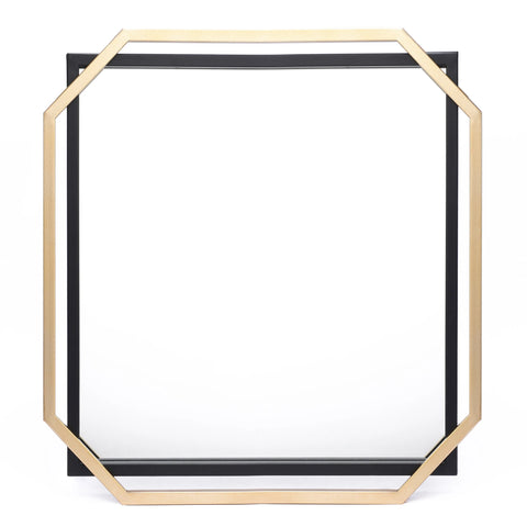 Gold and Black Metal Floating Frame Wall Accent Mirror