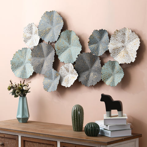 48-Inch Distressed Multi-Color Abstract Flowers Metal Wall Decor