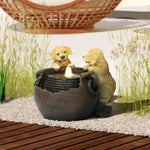 outdoor-fountain-with-puppies-and-drum-pot-for-summer-outdoor