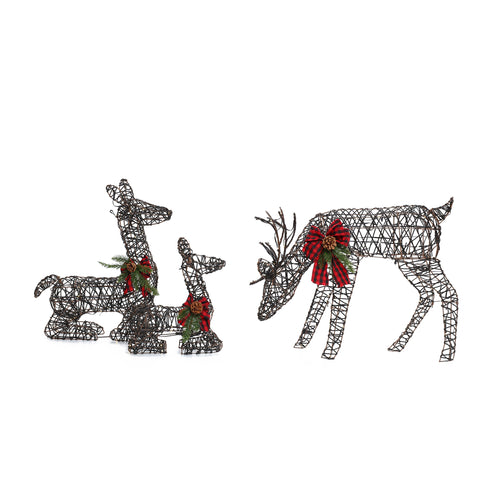 Set of 3 Deer Family Lighted Holiday Decoration