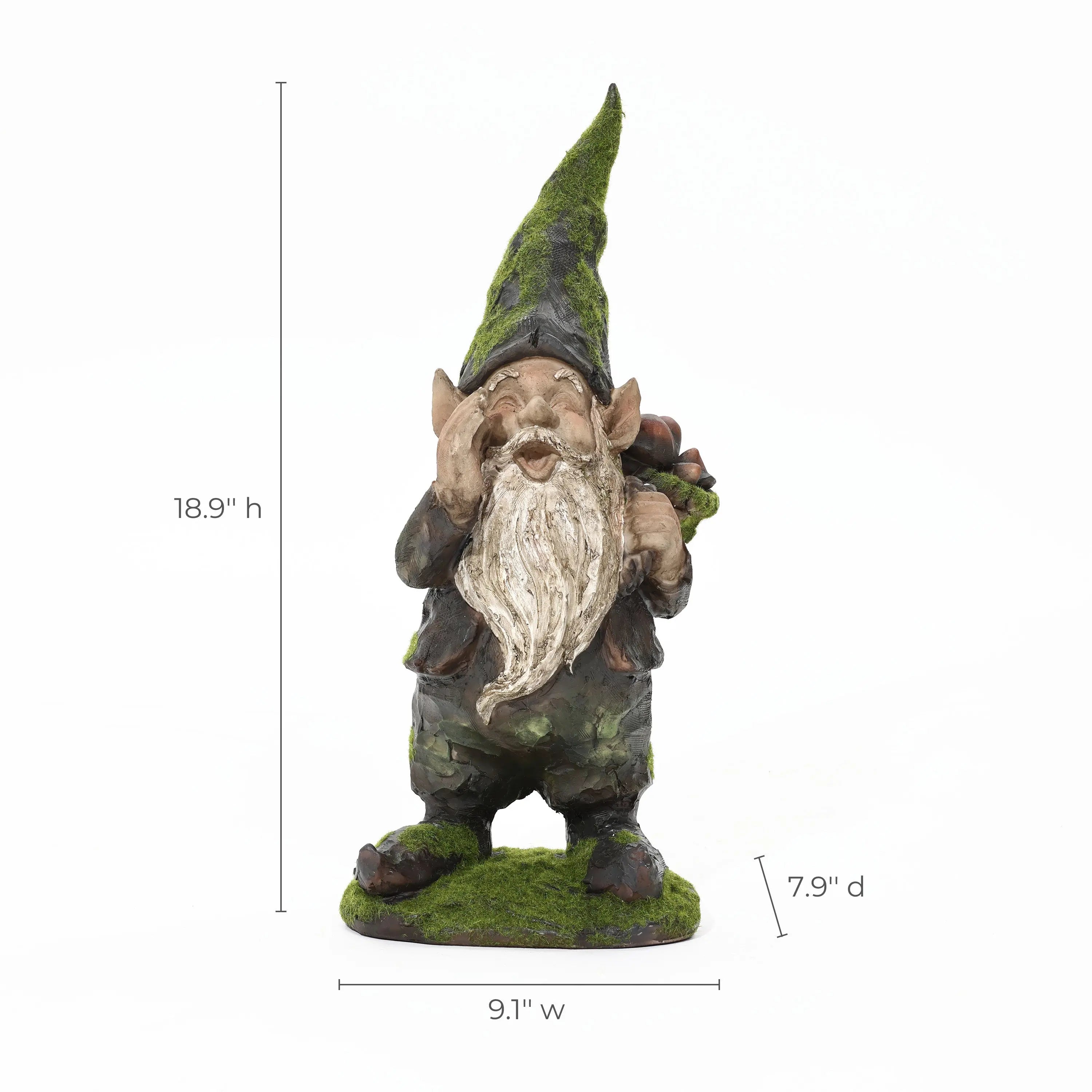 gnome-figurine-with-a-long-beard-and-a-green-hat-and-green-moss-growing-from-his-beard-with-measurements-of-the-gnome-shown-on-the-bottom-left-and-top-right-of-the-image