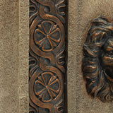 Sandstone Regal Lion Head Floor Fountain with Lights