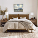 George walnut finish platform bed, king - LuxenHome