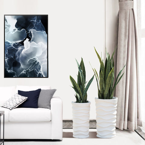 White waves tall planters, set of 2