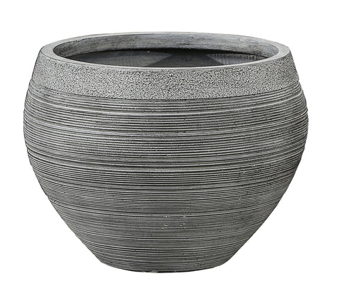 Gray Pottery-Style 11.75-inch Round MgO Planter