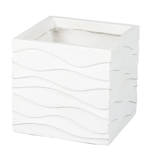White Waves 14.17in. Square MgO Planter