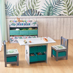 Kids Art Play Activity Table, Blue & Gray - LuxenHome