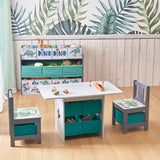 Kids Art Play Activity Table, Blue & Gray - LuxenHome