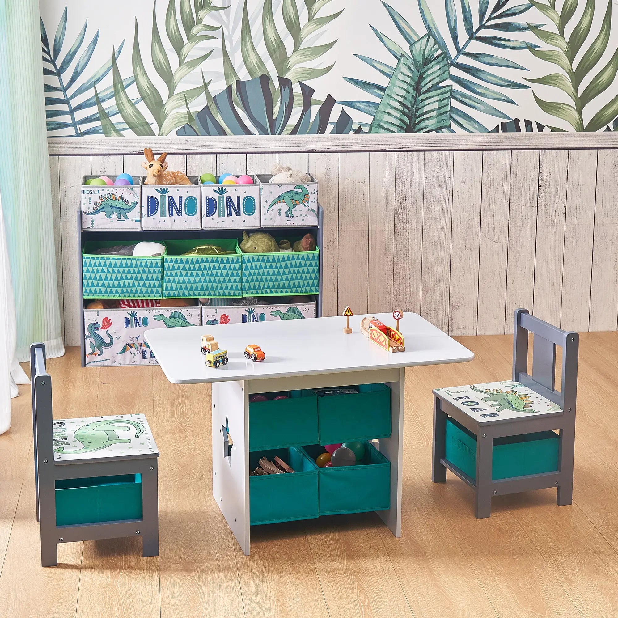 Kids Art Play Activity Table, Blue & Gray - LuxenHome