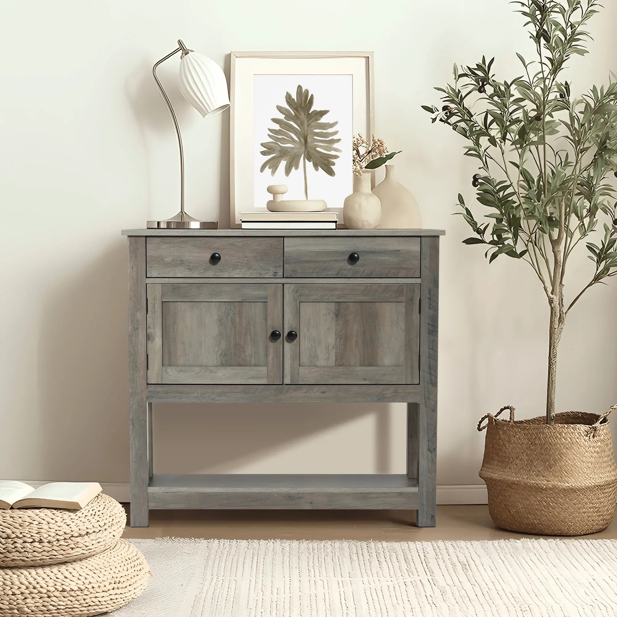 Lindsy console table with storage units - LuxenHome