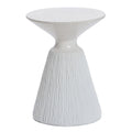 White and Speckled Gray MgO 15.75" Round Outdoor Side Table