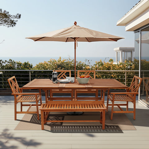Carmel solid wood outdoor dining bench