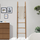 Natural wood finish towel rack blanket ladder, 6.2 ft tall
