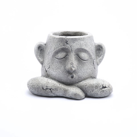 Gray MgO Whistling Head Bust Planter