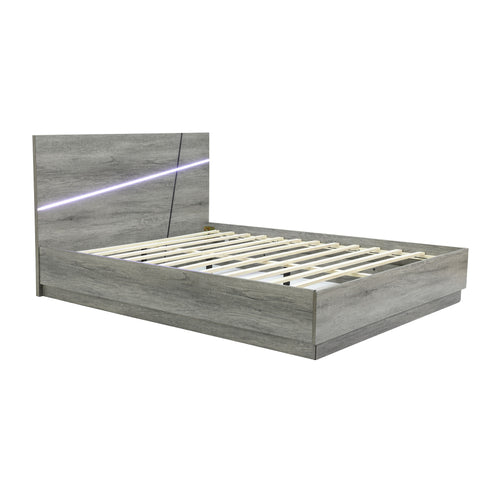 Modern Farmhouse Platform Bed with Lights, Queen