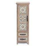 Abilene storage linen cabinet, tower, cream, weathered