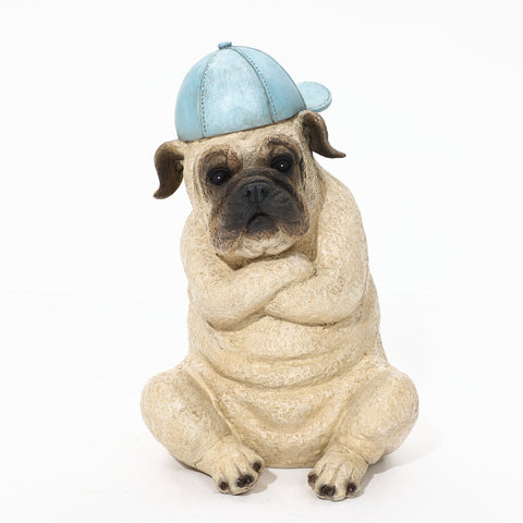 Pug with cap statue