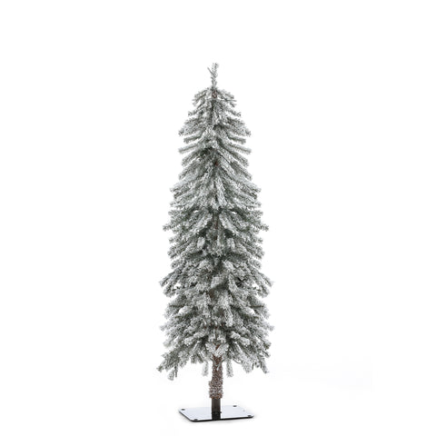 Set of 3 Pre-Lit LED Flocked Fir Slim Artificial Christmas Trees