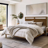 George walnut finish platform bed, queen