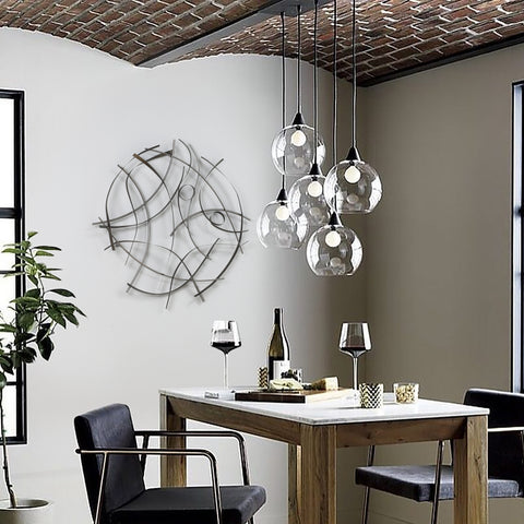 Silver and Gray Abstract Round Metal Wall Decor