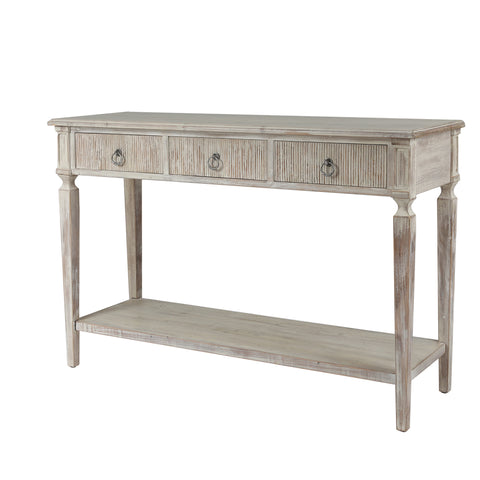 Whitewashed Wood 3-Drawer 1-Shelf Console and Entry Table