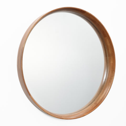 Jean wood frame round wall mirror