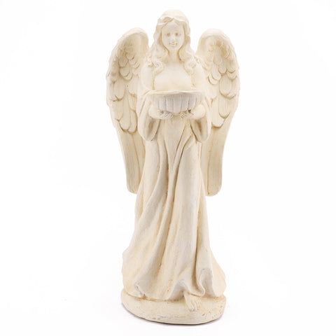 Grace series garden statue, prayer angle, w/ bowl