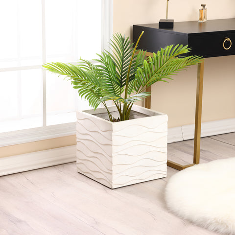White Waves 14.17in. Square MgO Planter