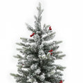 5ft-pre-lit-led-artificial-flocked-slim-fir-christmas-tree-with-red-holly-berries