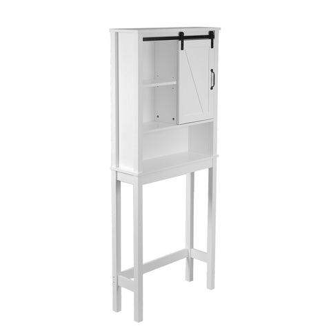 Farmhouse White MDF Wood Over-the-Toilet Space Saver Cabinet