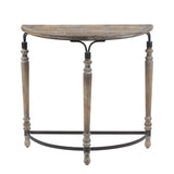 Rustic Wood and Metal Half Moon Console and Entry Table - LuxenHome