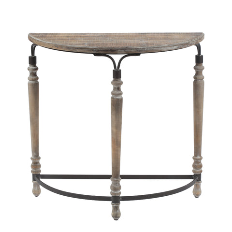 Rustic Wood and Metal Half Moon Console and Entry Table