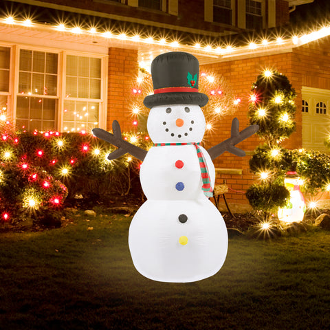 8Ft Snowman Inflatable with Multi-Color Disco LED Lights