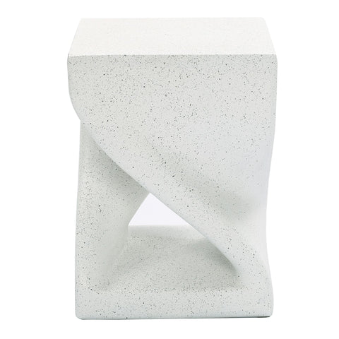 Speckled White MgO Square Twisted Indoor and Outdoor Side Table