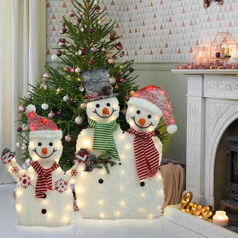 2-Piece Snowman Family Trio Lighted Holiday Decoration