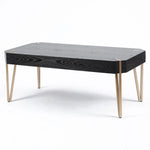 46.13" W Black Wood Veneer and Gold Metal Coffee Table - LuxenHome