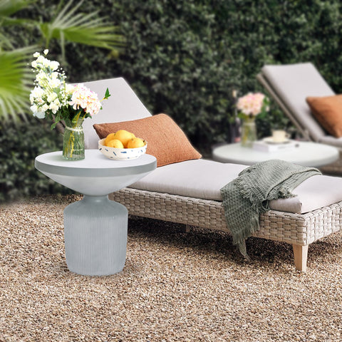 Light Gray MgO Indoor and Outdoor Round Side Table