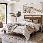 George free-standing walnut finish headboard, queen - LuxenHome