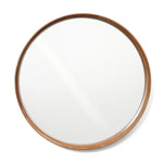 This wooden round wall mirror features a natural wood finish, bringing a touch of elegance to any room.