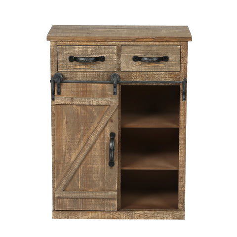 Rustic Wood Sliding Barn Door Storage Cabinet