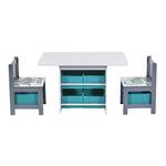 Kids Art Play Activity Table, Blue & Gray - LuxenHome