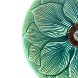 Aqua Glazed Flower Ceramic Birdbath