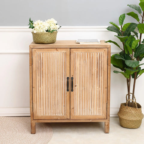 Natural Wood 2-Door Storage Cabinet