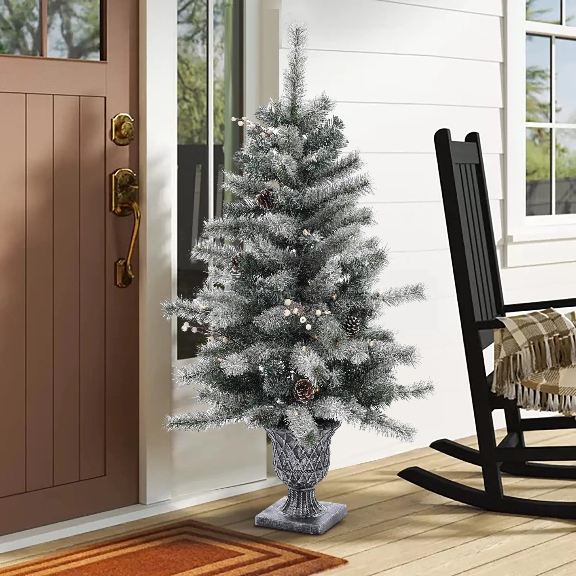 set-of-2-artificial-flocked-pine-christmas-tree-for-outdoor-use-and-gift-decoration